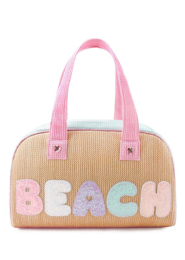 stella cove Beach Straw Color Block Medium Duffle Bag