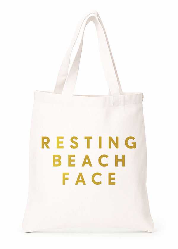 stella cove Resting Beach Face Gold- White Beach Bag