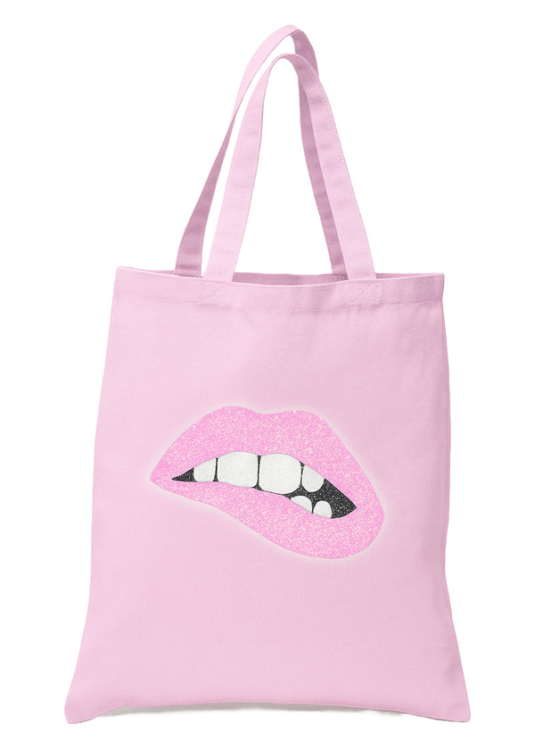 Stella Cove Beach Bag In Pink With Lip Sequin