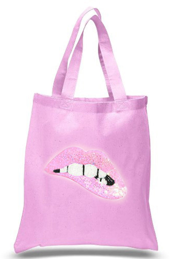 Stella Cove Beach Bag In Pink With Lip Sequin