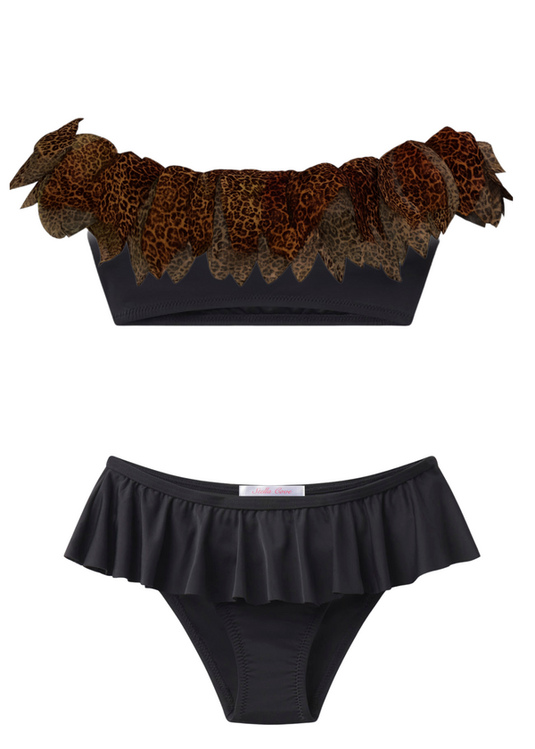 stella cove Black Bikini with Cheetah Petals