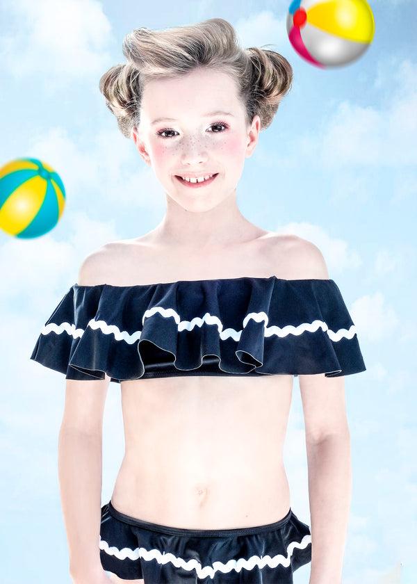 Stella Cove Black Bikini With White Ric Rac