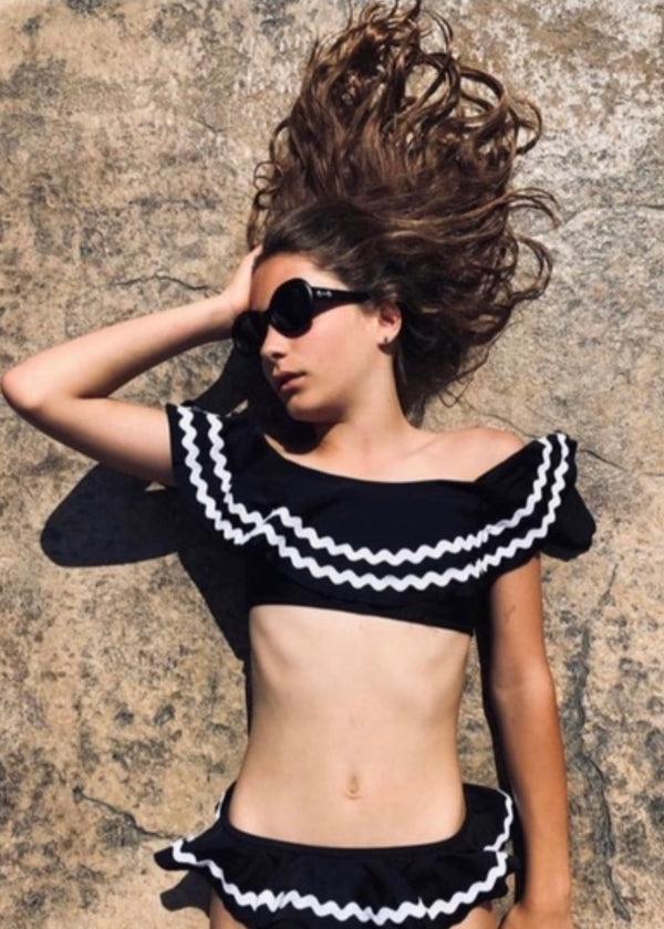 Stella Cove Black Bikini With White Ric Rac