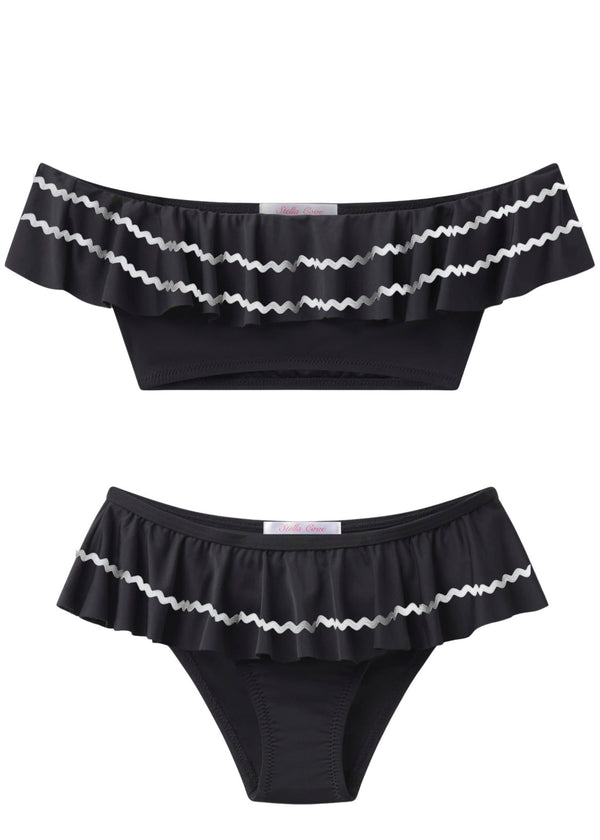 stella cove Black Bikini with White Ric Rac