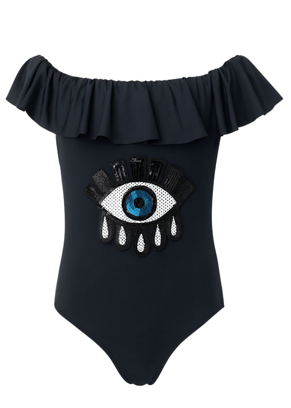 stella cove Black Sequin Eye Swimsuit