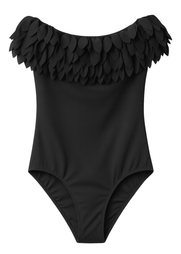 Stella Cove Black Swimsuit With Petals