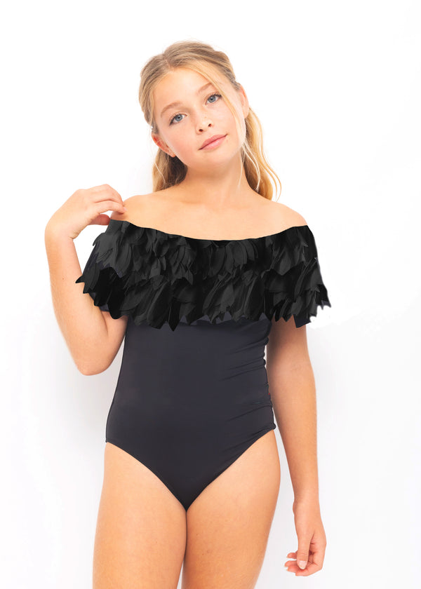 Stella Cove Black Swimsuit With Petals