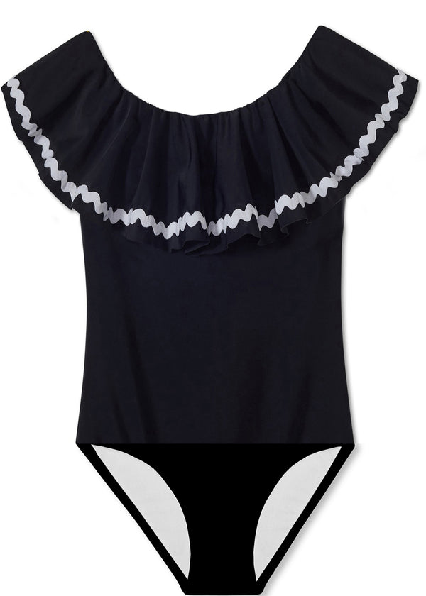 stella cove Black Swimsuit with Ric Rac
