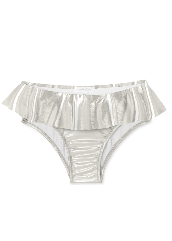 stella cove Bright Silver Ruffle Bikini Bottom