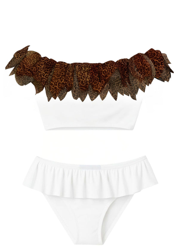 stella cove Cheetah Petals White Bikini