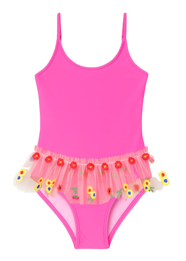 stella cove Floral Tutu Neon Pink Swimsuit