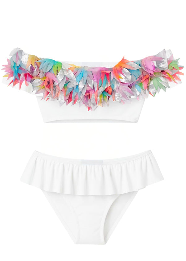stella cove Mixed Petals White Bikini