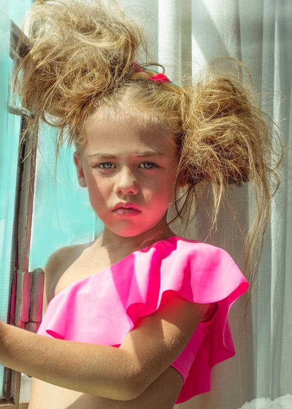 Stella Cove Neon Pink One Shoulder Bikini Top