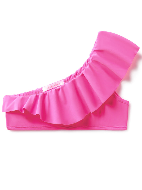 stella cove Neon Pink One Shoulder Bikini Top