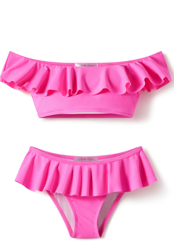 Stella Cove Neon Pink Ruffle Bikini