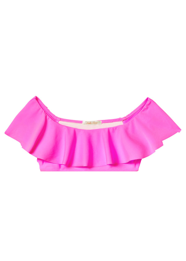 stella cove Neon Pink Ruffle Bikini Top