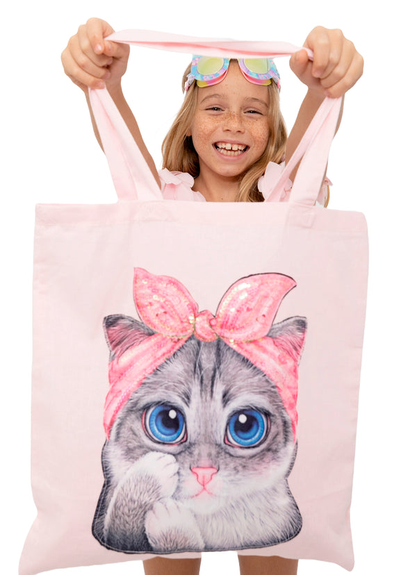 stella cove Pink Beach Bag With Cat