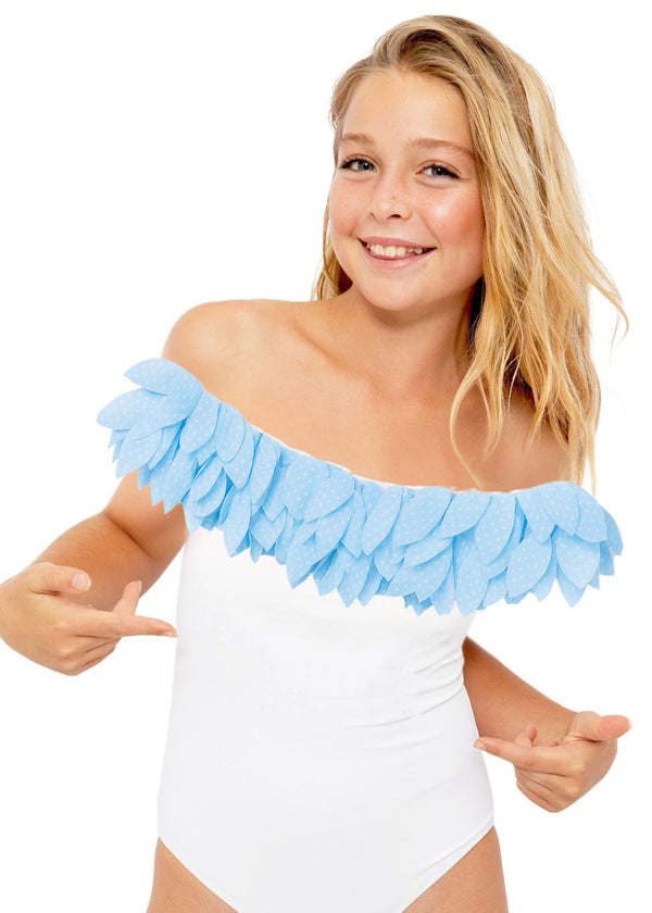 Stella Cove Polka Dot Petals White Swimsuit