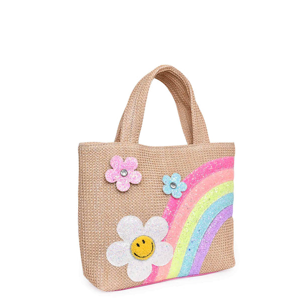 Stella Cove Rainbow Daisy Straw Mini Tote Bag