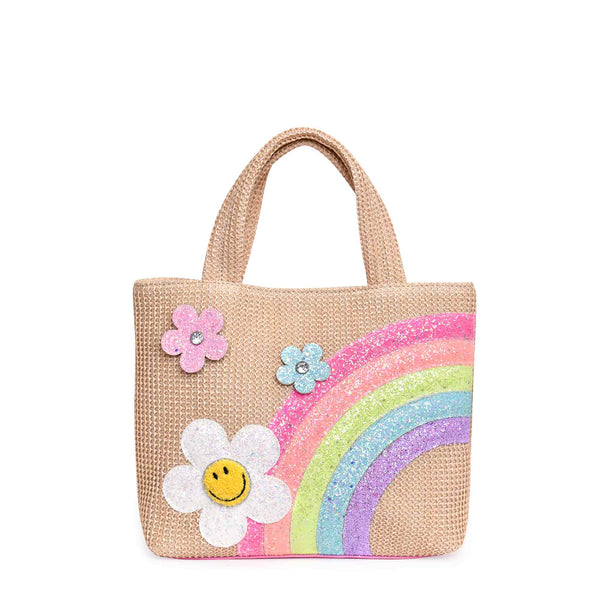 Stella Cove Rainbow Daisy Straw Mini Tote Bag