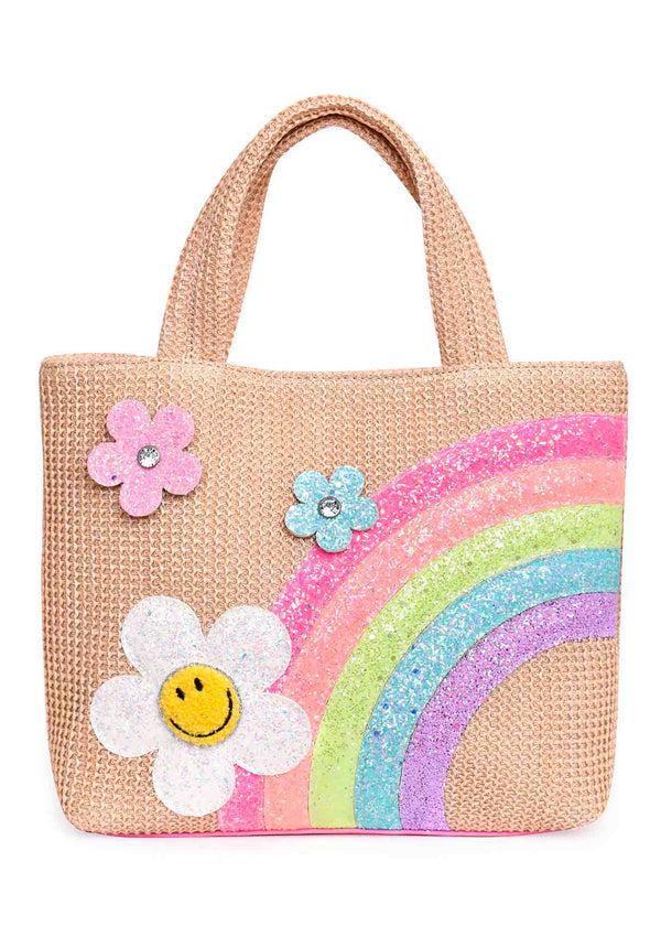 stella cove Rainbow Daisy Straw Mini Tote Bag