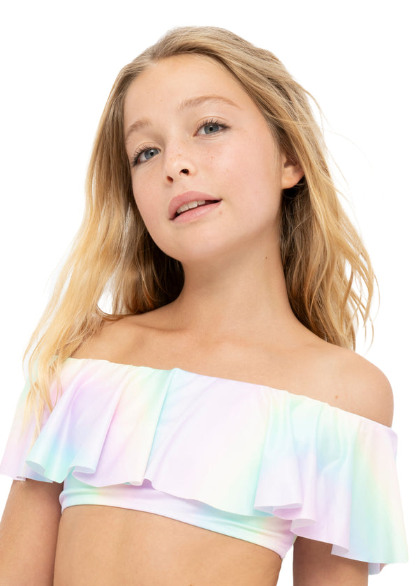 Stella Cove Rainbow Ruffle Bikini Top