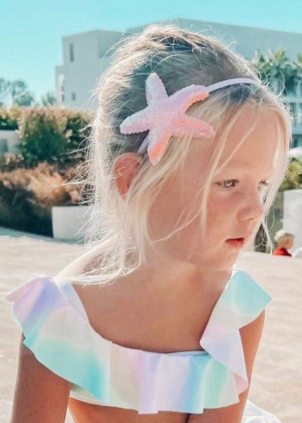 Stella Cove Sequin Star Fish Headband White