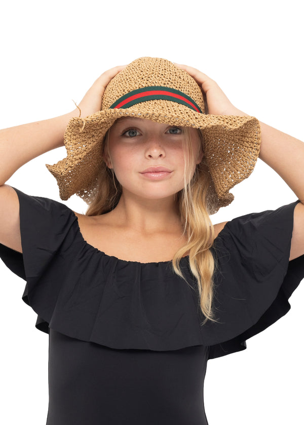 Stella Cove Straw Hat With Stripe