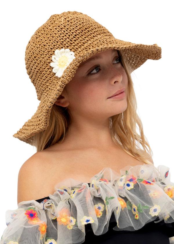 stella cove Straw Hat with Sun Flower Crochet