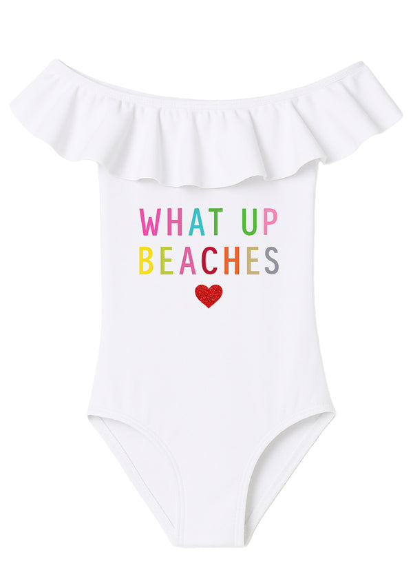 Stella Cove What Up Beaches White Ruffle Swimsuit