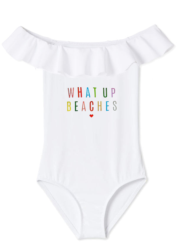 Stella Cove What Up Beaches White Ruffle Swimsuit