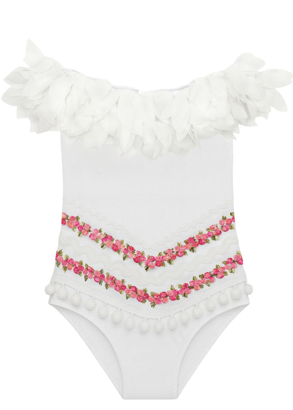 stella cove White Petal Rosette Swimsuit