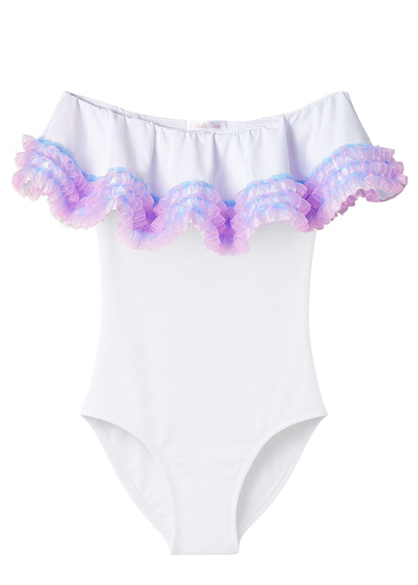 Stella Cove White Ruffle Swimsuit With Anemone
