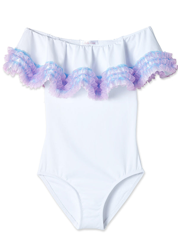 Stella Cove White Ruffle Swimsuit With Anemone