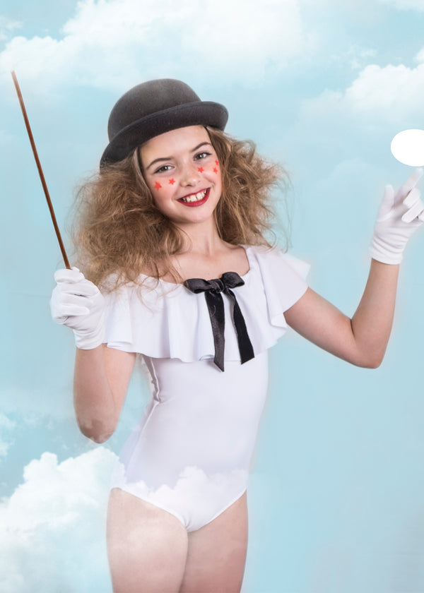 Stella Cove White Ruffle Swimsuit With Black Bow