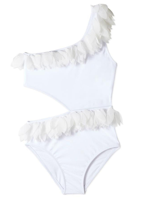 stella cove White Side-Cut Swimsuit with Petals