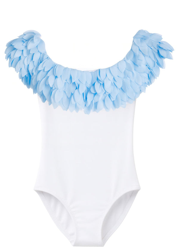 Stella Cove White Swimsuit With Blue Petals