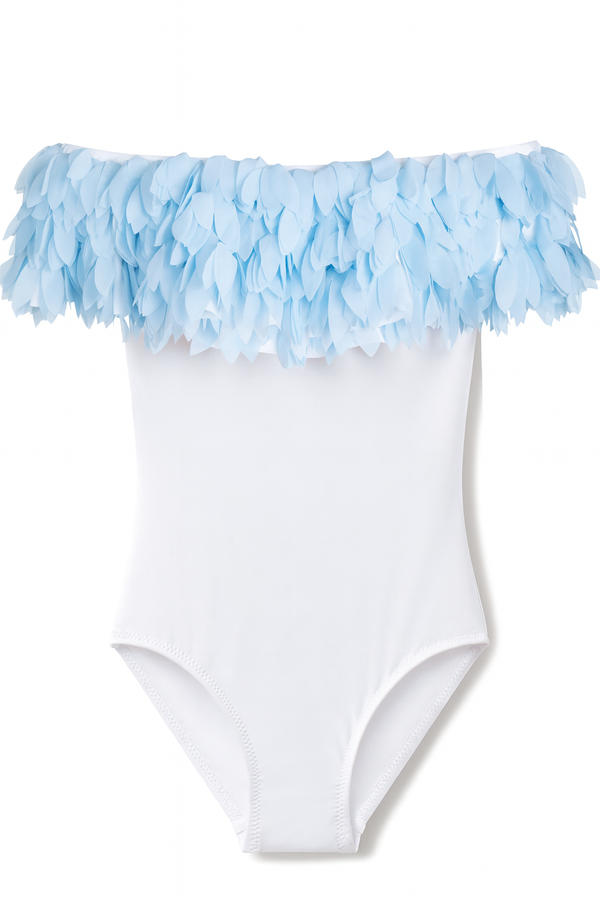 Stella Cove White Swimsuit With Blue Petals