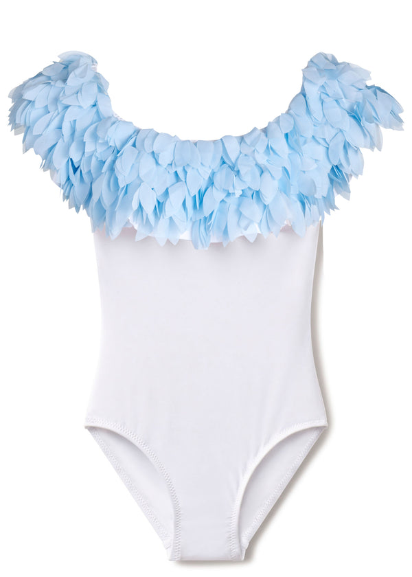 Stella Cove White Swimsuit With Blue Petals