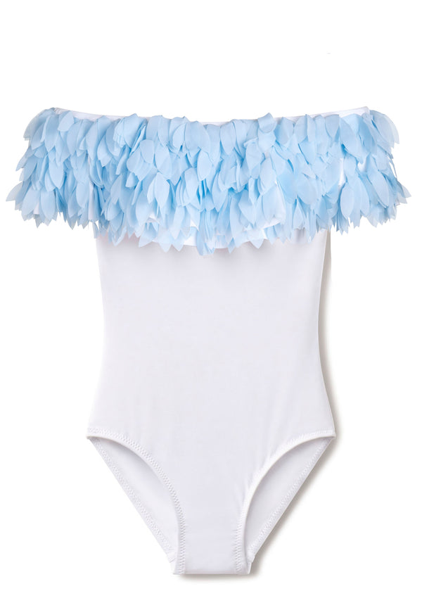 stella cove White Swimsuit with Blue Petals