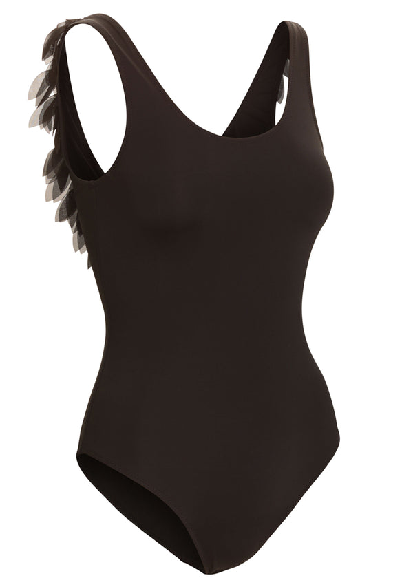 Stella Cove Womens Black Bathing Suit With Petals
