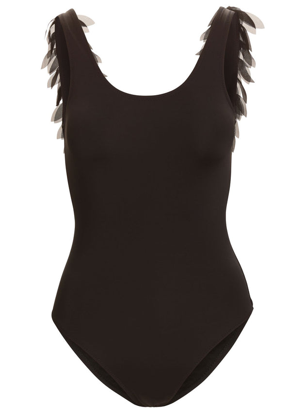 Stella Cove Womens Black Bathing Suit With Petals
