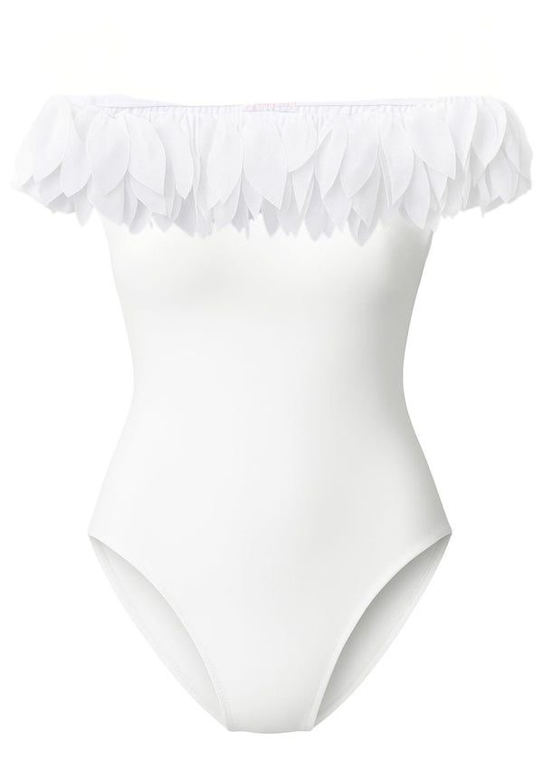 Stella Cove Womens White Petal Swimsuit
