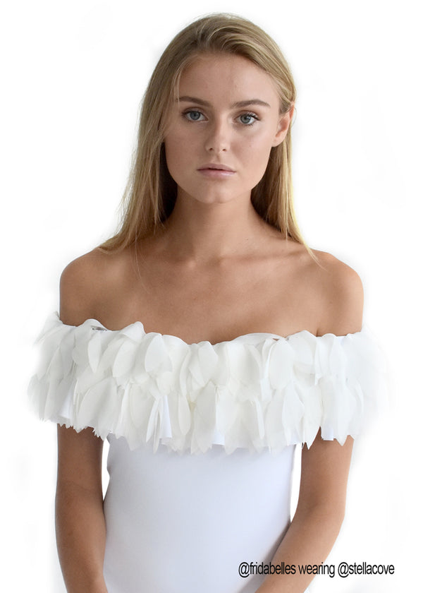 Stella Cove Womens White Petal Swimsuit