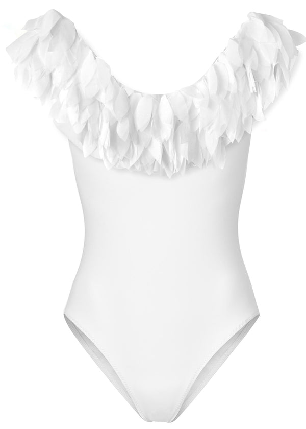 Stella Cove Womens White Petal Swimsuit