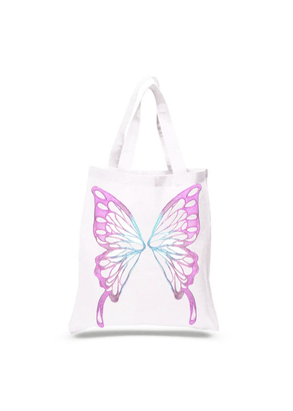 stella cove White Beach Bag with Embroidery Butterfly
