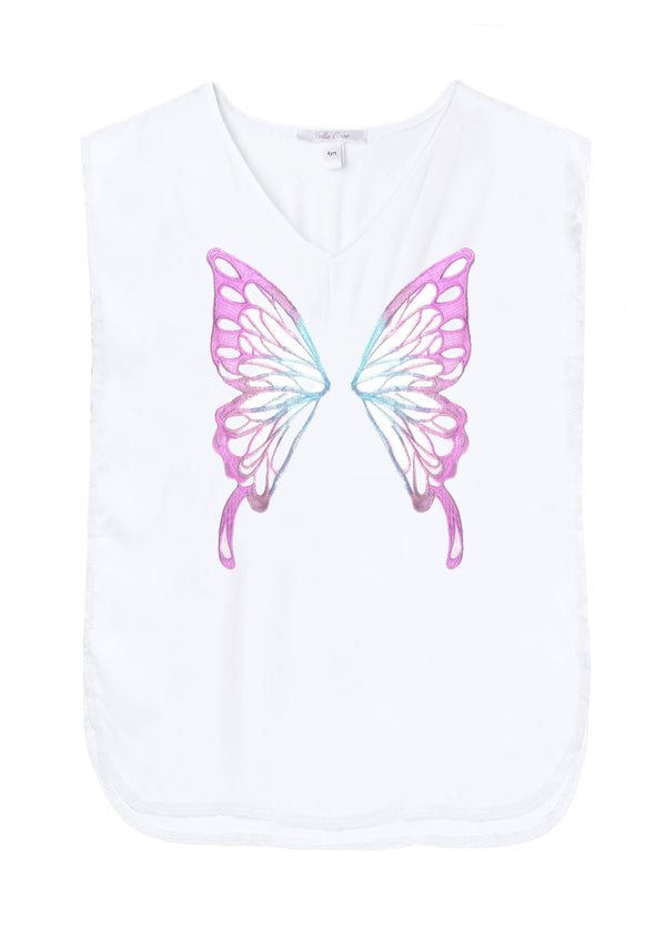 stella cove White Beach Cover-up with Embroidery Butterfly