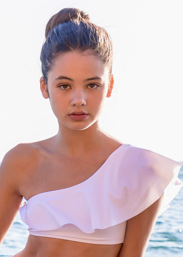 Stella Cove White One Shoulder Bikini Top For Girls