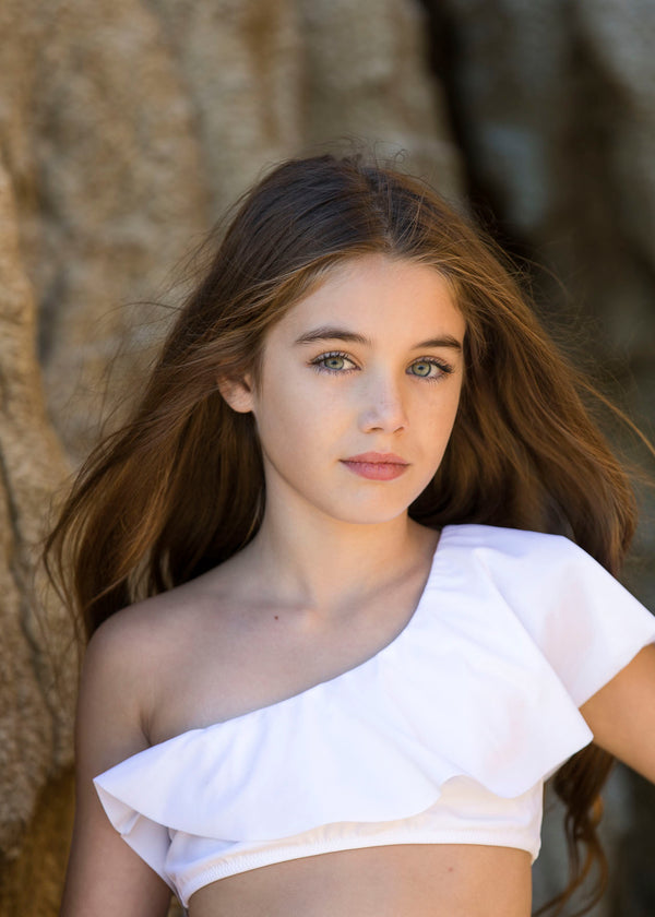 stella cove White One Shoulder Bikini Top for Girls