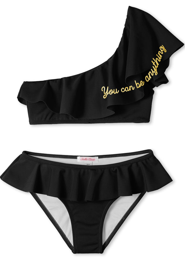 Stella Cove "You Can Be Anything" Black One Shoulder Bikini